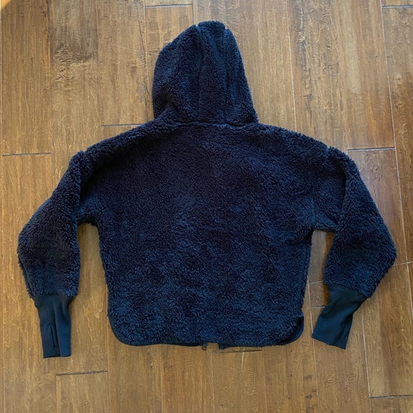 Athleta Black Sherpa Reversible Hoodie Jacket Sz S - Picture 4 of 10